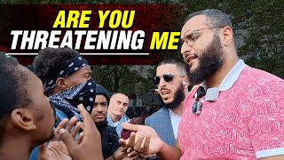 Are You Threatening me Mohammed hijab Ali Dawah amp 2 Visitors Speakers corner [upl. by Htebsle]