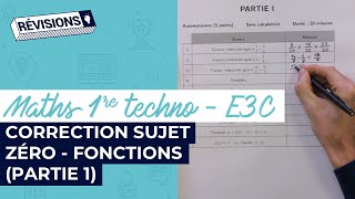 Les fonctions 12  1re techno correction du sujet zéro de mathématiques  Contrôle continu [upl. by Thordia]