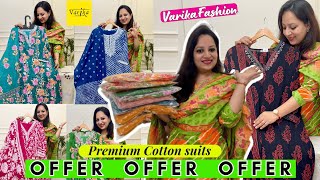 Cotton Suits premium quality in unique designer Prints Cotton Suits in Jaipuri print in 100 cotton [upl. by Novahc95]