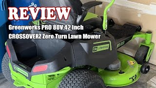 Greenworks PRO 80V 42” CROSSOVERZ Zero Turn Lawn Mower  Review 2024 [upl. by Winona22]