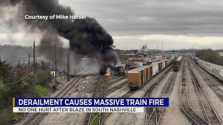 Derailment causes massive train fire in South Nashville [upl. by Lawler9]