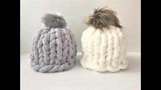 HOW TO HAND KNIT A CHUNKY CHENILLE HAT IN 30 MINUTES [upl. by O'Dell]