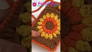 Ayçiçek Motifli Tığ İşi Telefon Çantası  Crochet Phone Bag  Crochet Bag shorts short bag [upl. by Allekram]