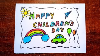 Childrens Day Drawing  Happy Childrens Day DrawingHow To Draw Childrens Day Poster Drawing Easy [upl. by Ervin]