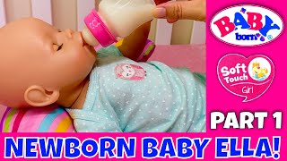 💖Baby Born Soft Touch Baby Ella 🍼Newborn Nap Routine Feeding Changing amp Swaddle ⭐️Part 1 [upl. by Aimet]