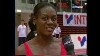 2003 Merlene Ottey Linz indoor 60m 717 Slovenian NR interview [upl. by Agle]