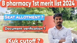 B pharmacy 1st merit list 😱bpharmacy pharmacycollege kukuniversity [upl. by Sihon744]