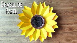 Como hacer Girasol de Papel Paso a Paso  Molde Gratis 🌻 [upl. by Jehiel]