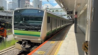 E233系6000番台H008編成TK入場回送警笛を鳴らして新宿駅発車 [upl. by Hgielrebmik139]