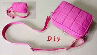 DIY QUILTED BAG EASY SEWING [upl. by Jakie561]