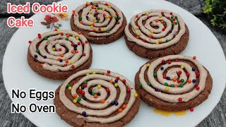 Iced Chocolate Cookie Cake In 3 Mins Without Oven Egg  चॉकलेट कूकी केक बनाए मार्केट से भी अच्छा [upl. by Sinylg]