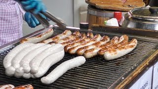 German Bratwurst Sausage Tasted in London Street Borough Market [upl. by Alyt795]