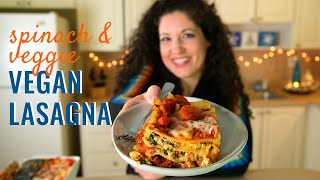 Vegan Lasagna with Spinach and Veggies Vegan Christmas Dinner Recipe [upl. by Gaven]