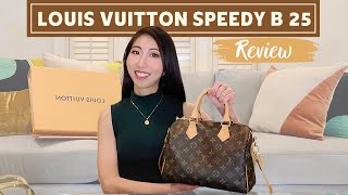 LOUIS VUITTON SPEEDY 25 BANDOULIÈRE  Review Pros amp Cons What Fits Wear amp Tear History Specs [upl. by Neyuh]