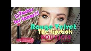 quotRouge Velvet The Lipstickquot Bourjois  Colección completa ¡¡26 tonos [upl. by Arised]