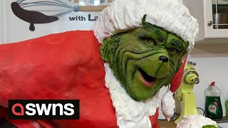 UK baker creates incredible giant cake of The Grinch  SWNS [upl. by Llehsram]