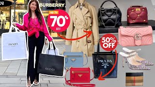 HUGE Designer Outlet Shopping Vlog in Europe SALE 5070 OFF at Prada Valentino Burberry  Prices [upl. by Elocaj]