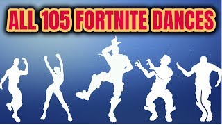 ALL 105 Fortnite Dances Season 1 to 6 [upl. by Nairdna873]