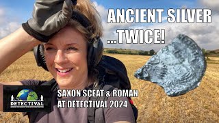 🇬🇧 MISS D DOES DETECTIVAL 2024 Metal detecting ancient SILVER  AngloSaxon sceat amp Roman coin 🏆😊 [upl. by Weinrich331]