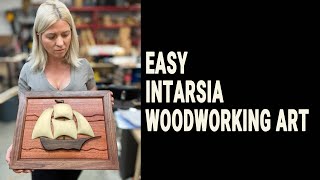 Easy Intarsia woodworking art Woodworking projects that sells Great Christmas gift [upl. by Essirahs]