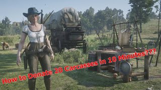 Red Dead Online  How to Donate 20 Carcasses in 10 Minutes Roles Challenges [upl. by Harbour341]