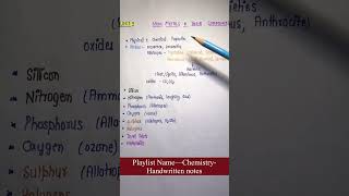 Unit 9 NonMetals amp their Compounds Index  Chemistry  General Science  Handwritten notes [upl. by Davide]