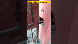 Hinge welding 💥 for strength 💪hinge strength gateinstallation maingame ironwork welding [upl. by Nahtanoy]