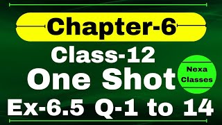 One Shot Ex 65 Class12  Chapter 6  Class 12 One Shot Ex 65 Math  Ex 65 Class 12 in One Shot [upl. by Eelsnia]