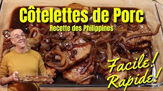 Côtelettes de Porc Recette des PhilippinesUne recette simple savoureuse et rapide [upl. by Nivra]