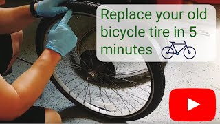 Installing a new bike tire and inner tube in 5 minutes [upl. by Ayardna]