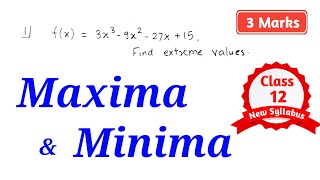 Application of Derivatives  Maxima and Minima  0304 Marks  HSC12th Science Commerce amp Arts [upl. by Ettenajna]