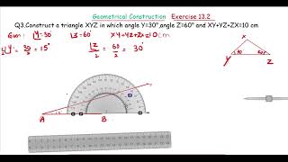 Class 9  Construction Of Triangle  When Sum Of 3 Sides Is Given  Using Protractor [upl. by Ferdie]