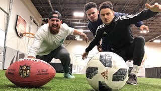 Football vs Soccer Trick Shots  Dude Perfect [upl. by Attenej]