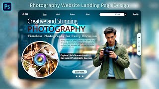 Photography Website Banner Design  Website Landing Page Design  Website Banner Design In Photoshop [upl. by Harmonie]