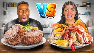 SEAFOOD VS BARBECUE FOOD CHALLENGE [upl. by Aridnere]