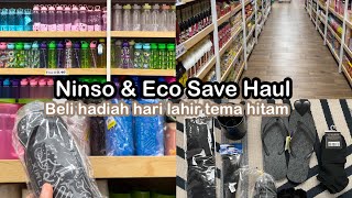 Ninso amp Eco save Haul  Beli hadiah untuk hari lahir bajet bawah RM50  Tema Hitam 🖤 [upl. by Nnire]