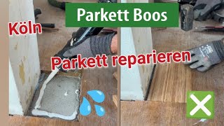 Parkett an der Wand reparieren  Parkettboden ausbessern  repair parquet  Parkett beschädigt [upl. by Ahsyat]