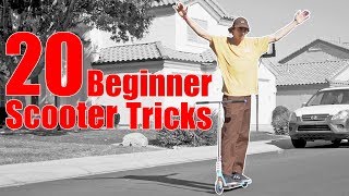 LEARNING 20 EASY SCOOTER TRICKS IN 10 MINUTES TRICKS FOR BEGINNERS [upl. by Ynohtnakram893]