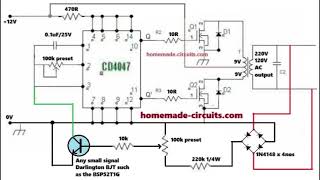 How to Add an Automatic Feedback Voltage Control to a 4047 Inverter Circuit [upl. by Aronle782]