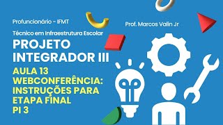 Aula 13  Resumo da webconferência de 25032024  Instruções para execução do Projeto Integrador 3 [upl. by Akeit892]