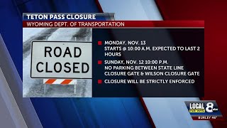 Teton Pass scheduled closure Nov 13 [upl. by Nomsed]