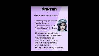 mantra lyrics jennie [upl. by Fiora]