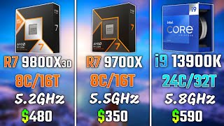 RYZEN 7 9800X3D vs RYZEN 7 9700X vs INTEL i913900K  Test in 6 Games [upl. by Fraser]