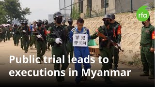 Rebel army stages public trial leading to executions in eastern Myanmar  Radio Free Asia RFA [upl. by Ettenoitna]