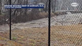 Road washes away near bridge in Gorham [upl. by Sedruol]