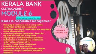 KERALA BANK  MODULE 6 Important sure questions cooperation exam jci keralabank clerk cashier [upl. by Euqinotna712]