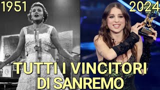 TUTTI I VINCITORI DEL FESTIVAL DI SANREMO DAL 1951 AL 2024  Angelina Mango La Noia e Mengoni 2023 [upl. by Chandra]