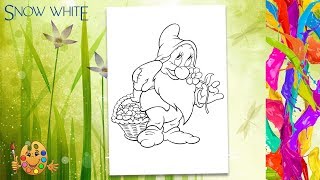 Coloring Snow white  Bashful  Coloring pages  Coloring book [upl. by Cristabel]