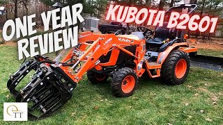 111 Kubota B2601 One Year Review  Artillian Grapple  Best Small Compact Tractor  LA435 Loader [upl. by Yrallam661]