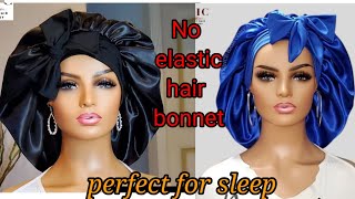 How to make adjustable satin hair bonnet without elastic very easy [upl. by Elaynad]